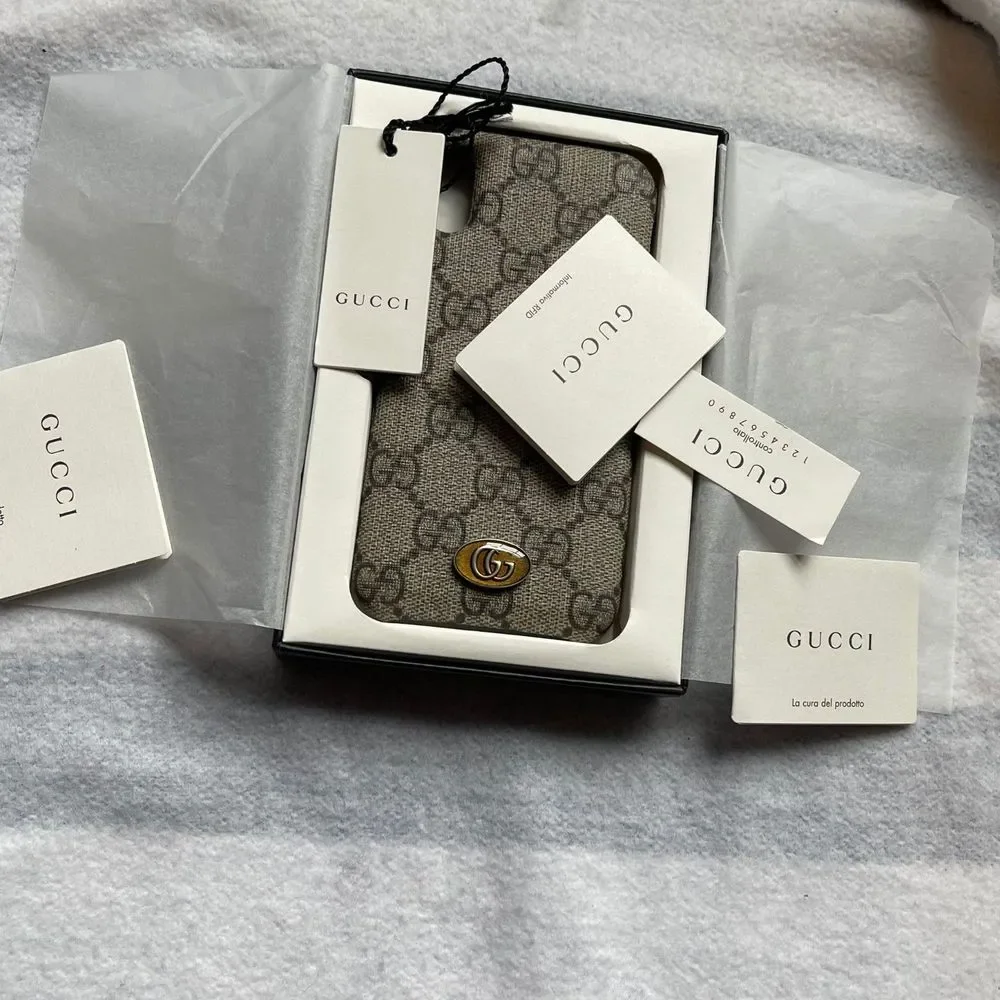 GUCCI GG Supreme Monogram Ophidia iPhone X/XS Case Beige Canvas NWT